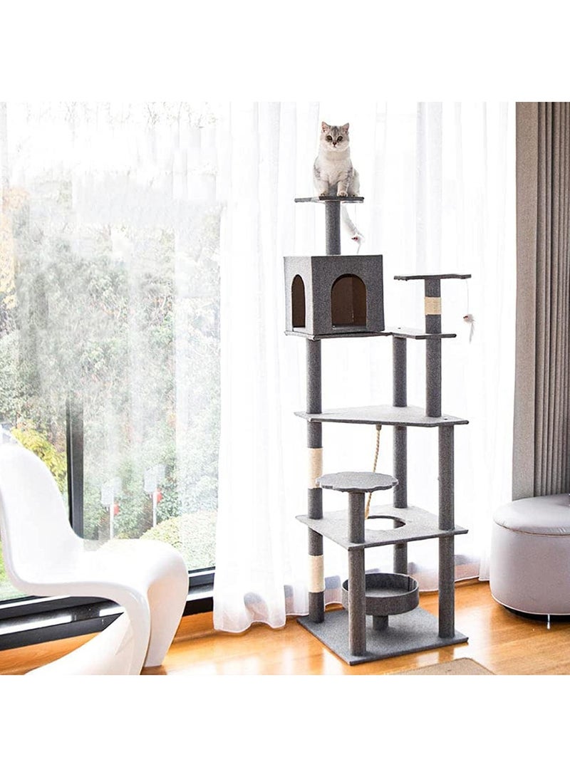 مونوج شجرة قطط مع أعمدة خدش من نبات السيزال، بيت لعب للقطط، برج كبير متعدد المستويات ومكان للراحة للقطط - Image 1