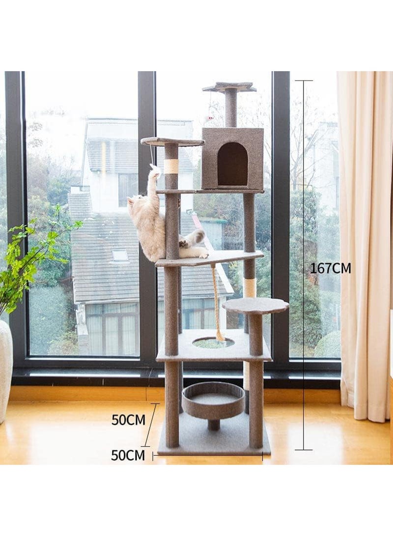 مونوج شجرة قطط مع أعمدة خدش من نبات السيزال، بيت لعب للقطط، برج كبير متعدد المستويات ومكان للراحة للقطط - Image 2