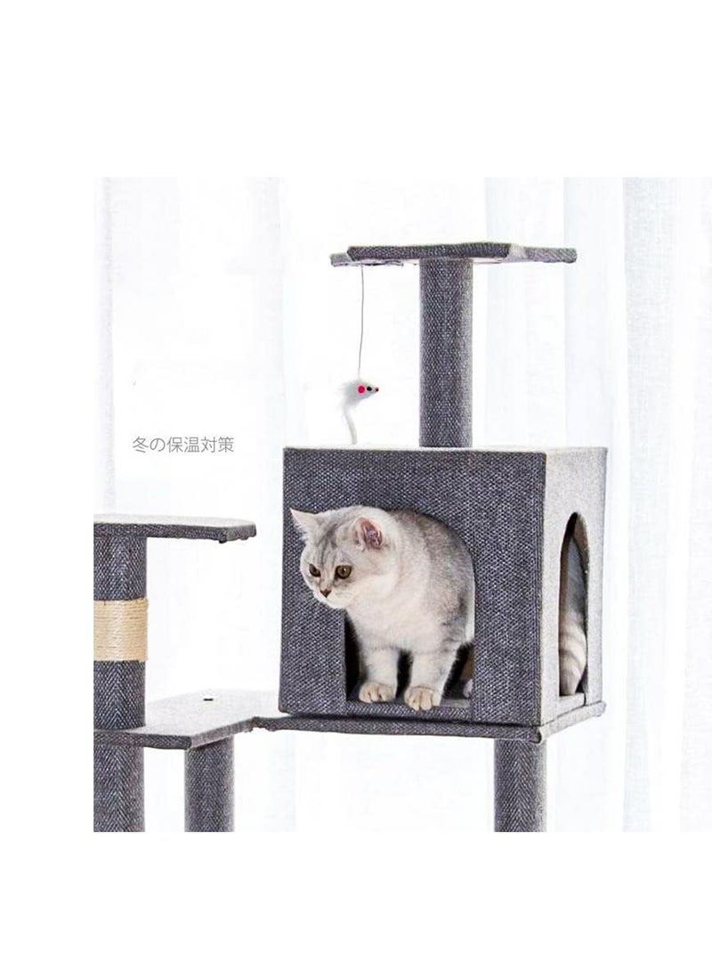 مونوج شجرة قطط مع أعمدة خدش من نبات السيزال، بيت لعب للقطط، برج كبير متعدد المستويات ومكان للراحة للقطط - Image 4
