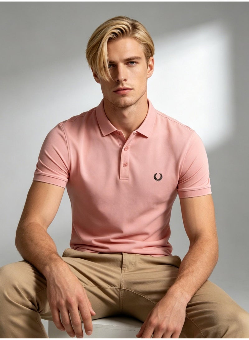 Fred Perry wheat ear LOGO printed Polo shirt men and women with the same business casual solid color short-sleeved shirt. - Image 1