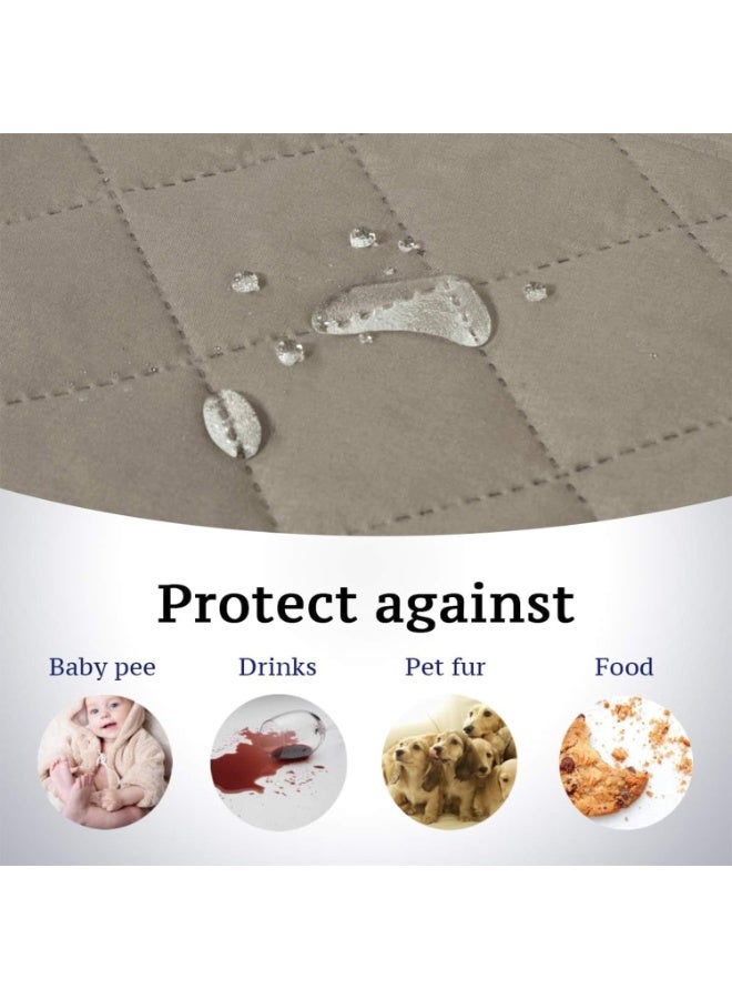 Beauenty 100% Waterproof Sofa Covers, Washable Couch Cover, Water Resistant Slipcover Furniture Protector with Foam Sticks & Elastic Straps, for Living Room Non Slip Furniture Cover (Khaki, 4 Seater) - Image 5