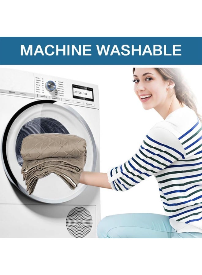 Beauenty 100% Waterproof Sofa Covers, Washable Couch Cover, Water Resistant Slipcover Furniture Protector with Foam Sticks & Elastic Straps, for Living Room Non Slip Furniture Cover (Khaki, 4 Seater) - Image 4