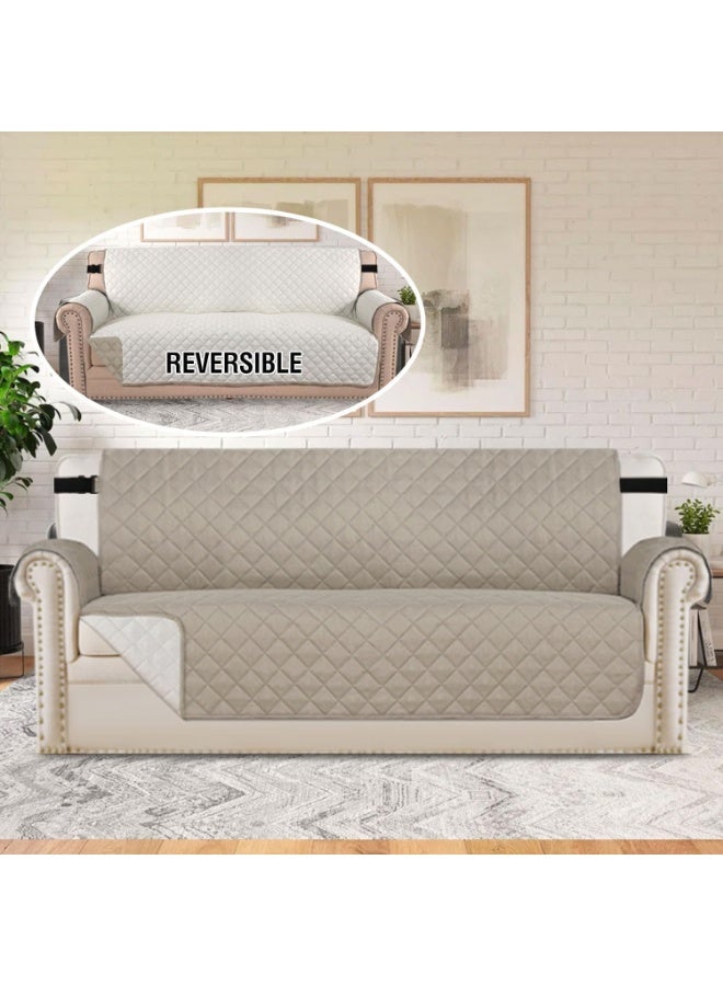 Beauenty 100% Waterproof Sofa Covers, Washable Couch Cover, Water Resistant Slipcover Furniture Protector with Foam Sticks & Elastic Straps, for Living Room Non Slip Furniture Cover (Khaki, 4 Seater) - Image 2