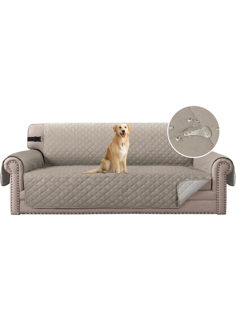 Beauenty 100% Waterproof Sofa Covers, Washable Couch Cover, Water Resistant Slipcover Furniture Protector with Foam Sticks & Elastic Straps, for Living Room Non Slip Furniture Cover (Khaki, 4 Seater) - Image 1