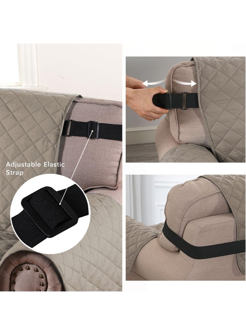 Beauenty 100% Waterproof Sofa Covers, Washable Couch Cover, Water Resistant Slipcover Furniture Protector with Foam Sticks & Elastic Straps, for Living Room Non Slip Furniture Cover (Khaki, 4 Seater) - Image 3