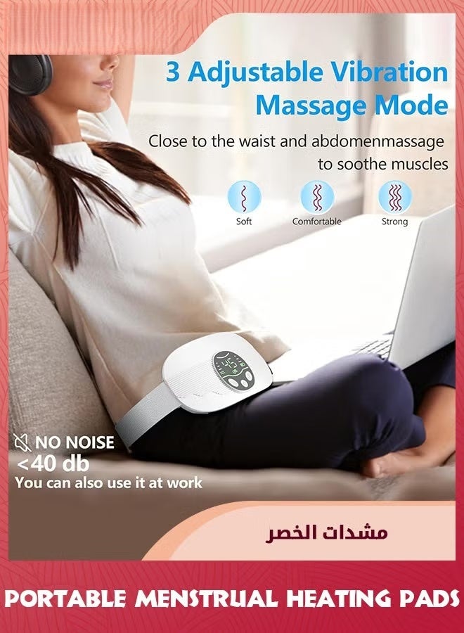 EETU Electric Heating Pad For Cramps,Portable Cordless Menstrual Heating Pads,4 Temperature Control,4 Massage Modes,3s Fast Charge Heating Pad Belt,Heating Pad Thoughtful Gift For Women Girls,White - Image 4