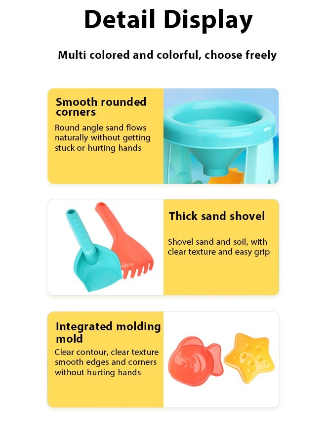 5pcs beach toy sets for children's beach toys,Comes with 1 hourglass, 2 beach shaped toys, and 2 shovel sets,,playing in water, playing with sand, digging tools, shovels, or children's sandcastle building kits for girls and boys over 3 years old - Image 3