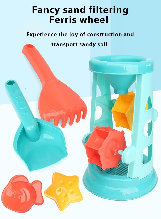 5pcs beach toy sets for children's beach toys,Comes with 1 hourglass, 2 beach shaped toys, and 2 shovel sets,,playing in water, playing with sand, digging tools, shovels, or children's sandcastle building kits for girls and boys over 3 years old - Image 4