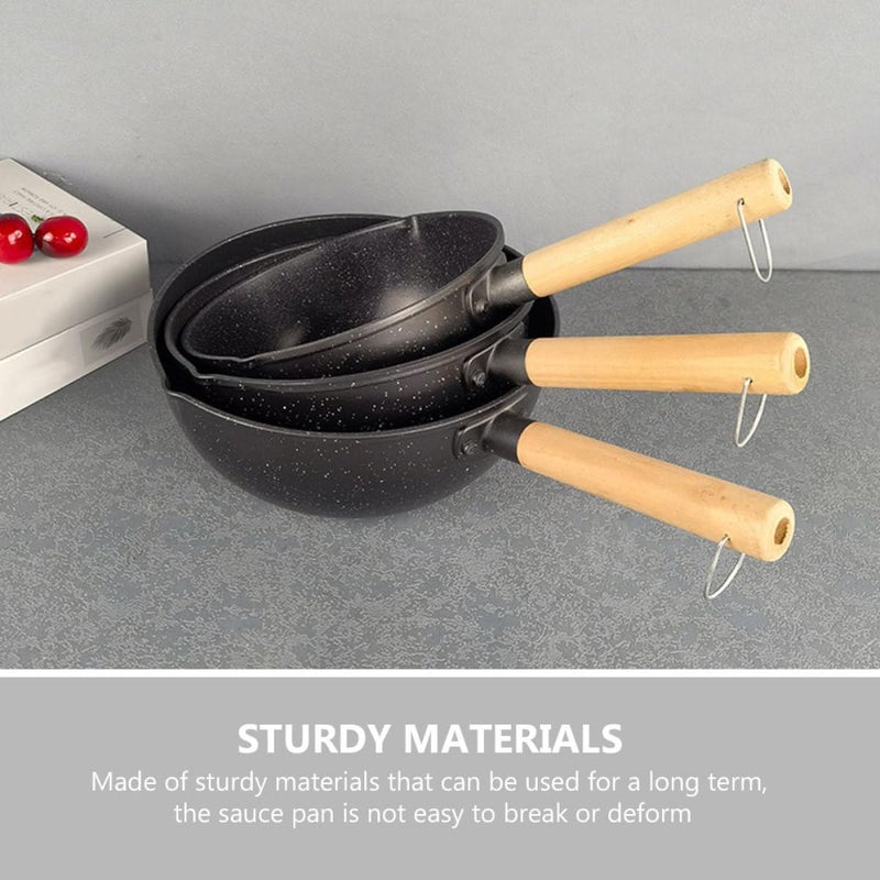 Generic Cast Iron Maifan Stone Small Saucepan 18cm Nonstick Milk Warmer Pot with Wood Handle for Kitchen Cooking and Noodle Serving - Image 4