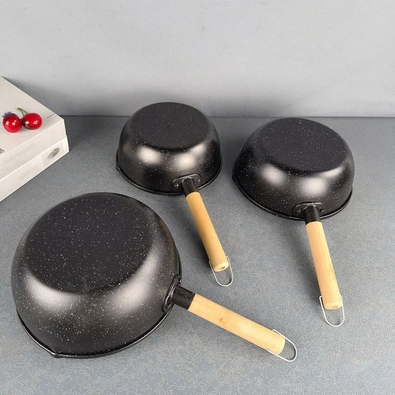 Generic Cast Iron Maifan Stone Small Saucepan 18cm Nonstick Milk Warmer Pot with Wood Handle for Kitchen Cooking and Noodle Serving - Image 5