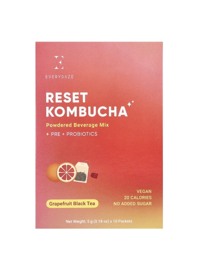 EVERYDAZE Everydaze, Reset Kombucha, Powdered Beverage Mix, Grapefruit Black Tea, 10 Packets, 0.18 oz (5 g) Each  - Image 1