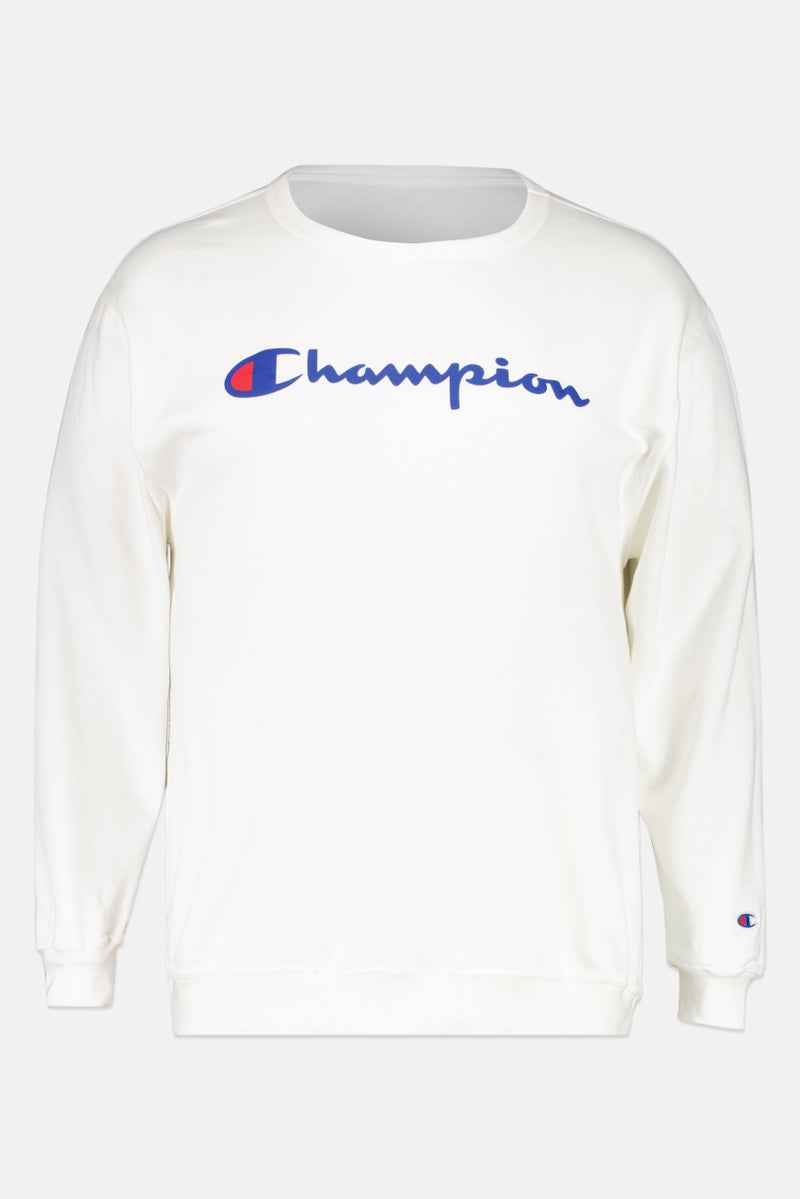 Champion Men Big Fit Long Sleeve Outdoor Sweatshirt, White - Image 2