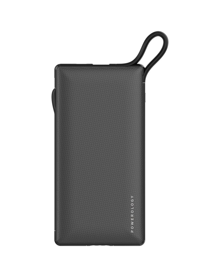 Powerology - 6in1 10000mAh Power Bank Station 2.1A, 6 Power bank with Built-in Lightning/Micro USB/Type -C Connectors, Fast Charging, Safe and Slim Design - Black - Image 1