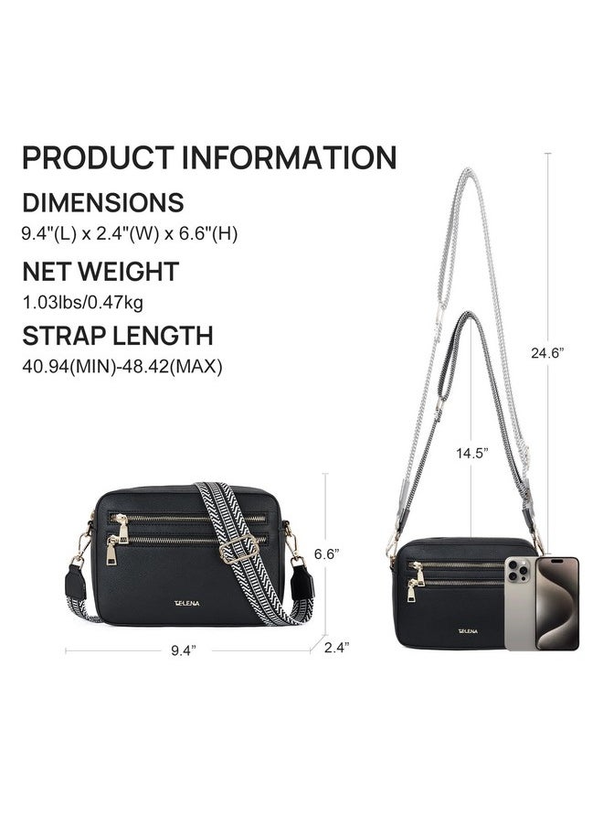 Telena Crossbody Purses For Women Vegan Leather Crossbody Bags Womens Shoulder Handbags With Adjustable Wide Strap Black  - Image 3