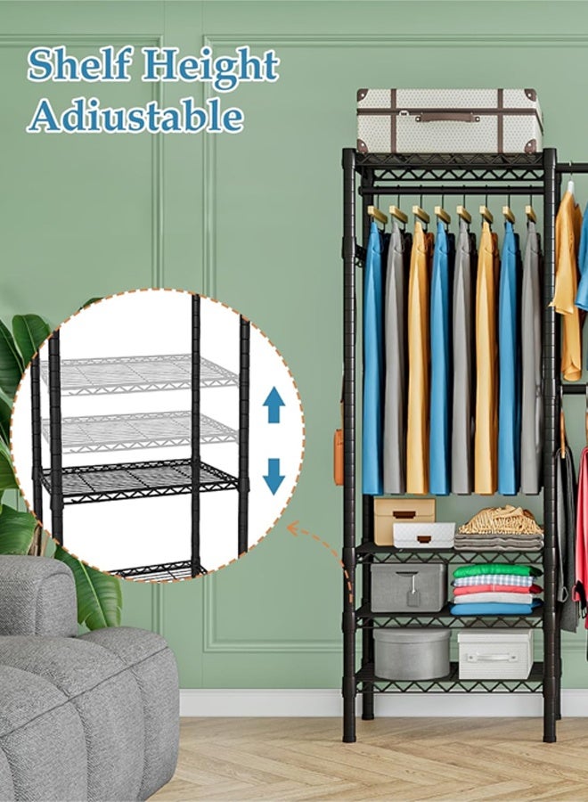 سولاكان علاقة ملابس قابلة للتمديد: رف ملابس معدني بـ6 طبقات قابلة للتعديل مع 4 قضبان تعليق - سهل التركيب لتنسيق أنيق بدون مجهود (أسود) - Image 5