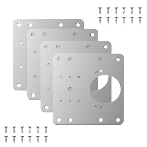 Serplex® 4pcs Cabinet Hinge Repair Plate, Stainless Steel Hinge Repair Kit, Cabinet Hinge Fixing Plate Bracket Kit Kitchen Cupboard Door Hinge Repair Plate Kit with Mounting Screw for Cabinet Door - Image 1