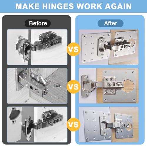 Serplex® 4pcs Cabinet Hinge Repair Plate, Stainless Steel Hinge Repair Kit, Cabinet Hinge Fixing Plate Bracket Kit Kitchen Cupboard Door Hinge Repair Plate Kit with Mounting Screw for Cabinet Door - Image 3