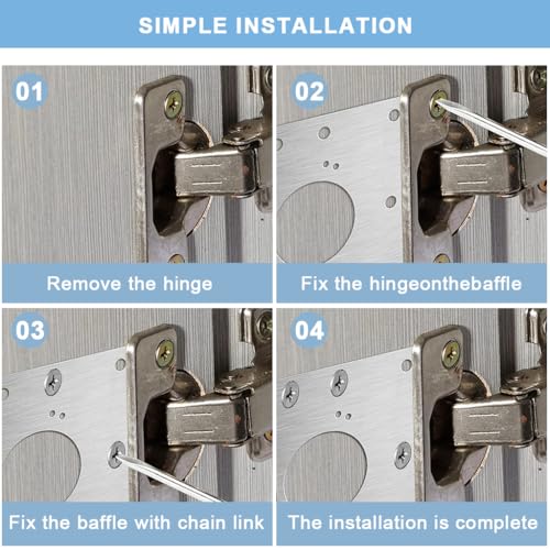 Serplex® 4pcs Cabinet Hinge Repair Plate, Stainless Steel Hinge Repair Kit, Cabinet Hinge Fixing Plate Bracket Kit Kitchen Cupboard Door Hinge Repair Plate Kit with Mounting Screw for Cabinet Door - Image 5