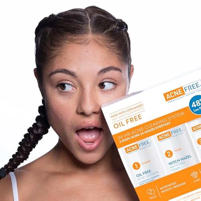 AcneFree Acne Free 3 Step 24 Hour Acne Treatment Kit - Clearing System W Oil Free Acne Cleanser, Witch Hazel Toner, & Oil Free Acne Lotion - Acne Solution W/ Benzoyl Peroxide for Teens and Adults - Original - Image 4