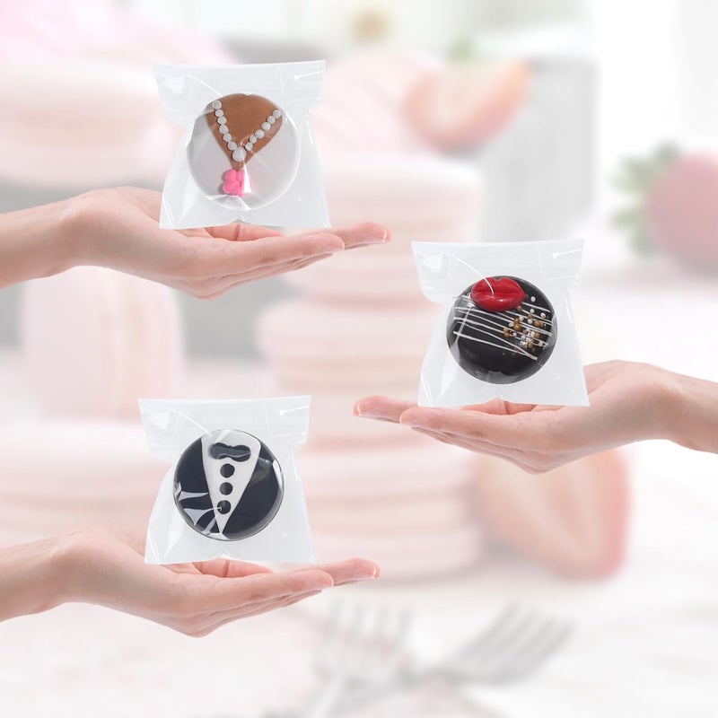 TEMLQPACK 100 Pcs Self-Sealing 3x3 Inch Clear Cellophane Bags for Chocolate and Treats - Image 2