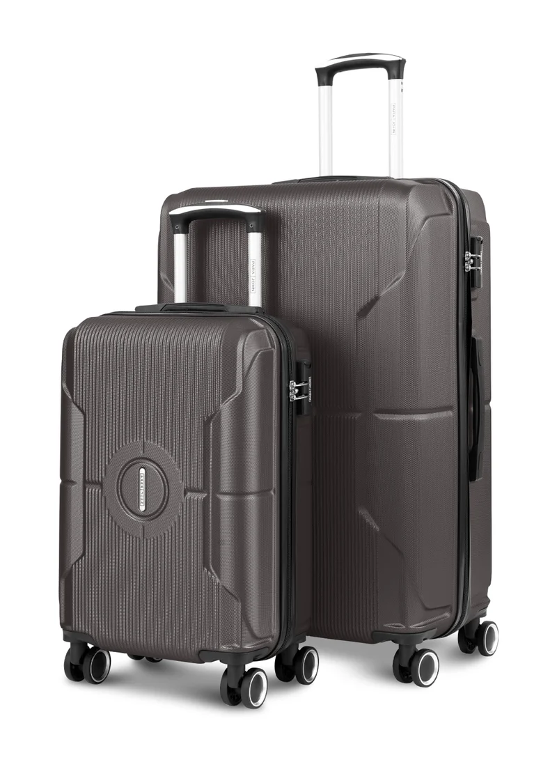 بارا جون Parajohn Armorix 2 Piece Luggage Set (20” Cabin + 28” Large), Lightweight Hard ABS Suitcase with Combination Lock & 8 Spinner Wheels, Carry-On & Check-in Travel Suitcase for Men & Women-Dark Grey