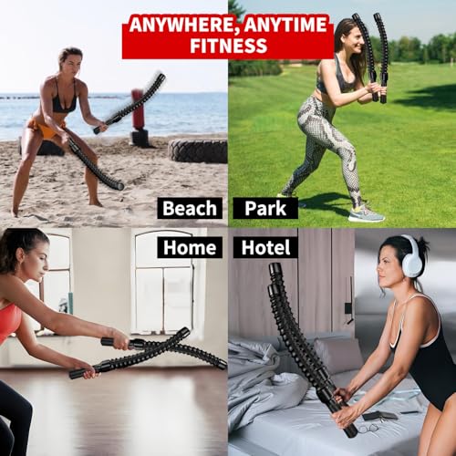 lovivid Weighted Ropeless Battle Ropes, Heavy Duty Portable Cordless Battle Ropess for HIIT Workouts, Cardio & Muscle Training, Low-Impact Cardio Training for Men & Women with Non-Slip Gloves - Image 4