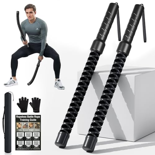 lovivid Weighted Ropeless Battle Ropes, Heavy Duty Portable Cordless Battle Ropess for HIIT Workouts, Cardio & Muscle Training, Low-Impact Cardio Training for Men & Women with Non-Slip Gloves - Image 1