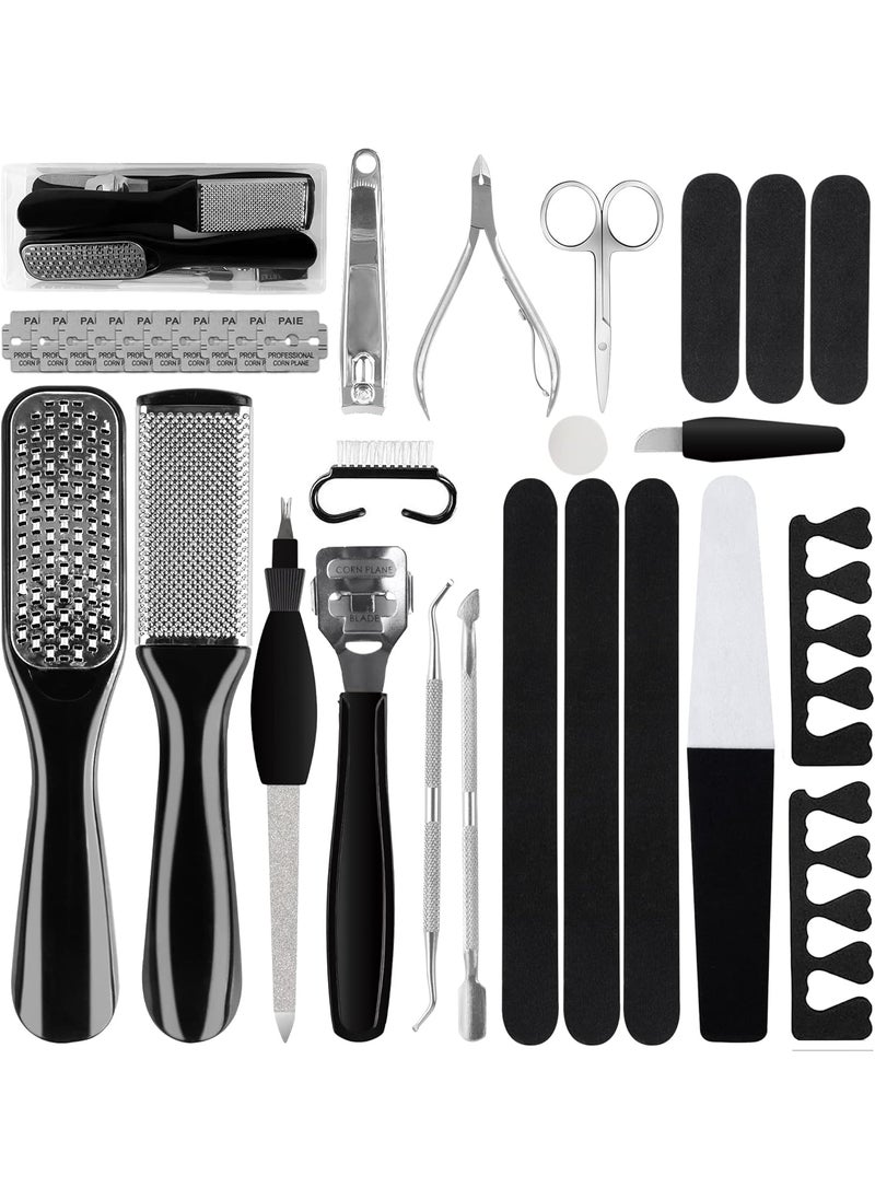 Happy Will - Professional Manicure and Pedicure Tool Kit Professional Exfoliation Foot File Set for Women and Men at Home Or Travel Or Salon to Foot Care BlackB30PCS - Image 1
