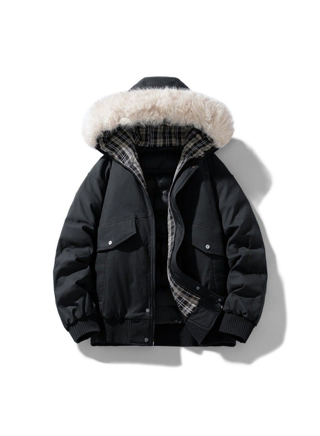 Winter Thickened Cotton Coat – Cold-proof Warm Hooded Large Fur Collar Cotton Coat – Fashionable Trendy Jacket