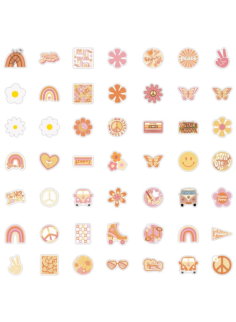 Hippie Stickers 100PCS Groovy Preppy Boho Aesthetic Sticker Packs Hippy Party Decorations Vinyl Waterproof Stickers for Laptop Water Bottles Computer Phone Stickers for Kids Teens - Image 3