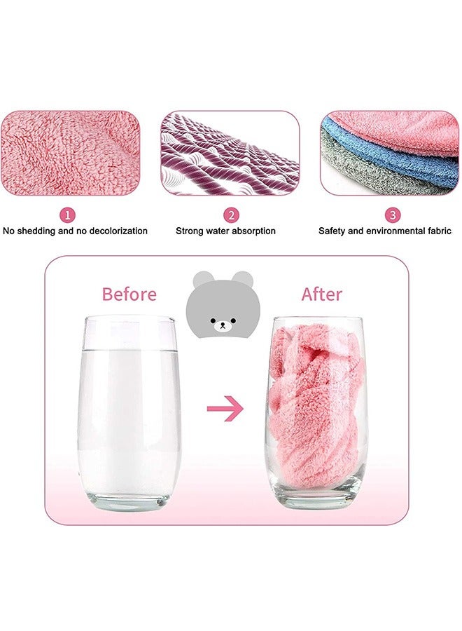 3 قطع مناشف تجفيف الشعر، ناعم ممتص للأطفال أغطية الشعر الجافة، نموذج الدب الأطفال أغلفة مناشف الشعر، أغلفة مناشف الرأس للأطفال (وردي أزرق رمادي) - Image 2
