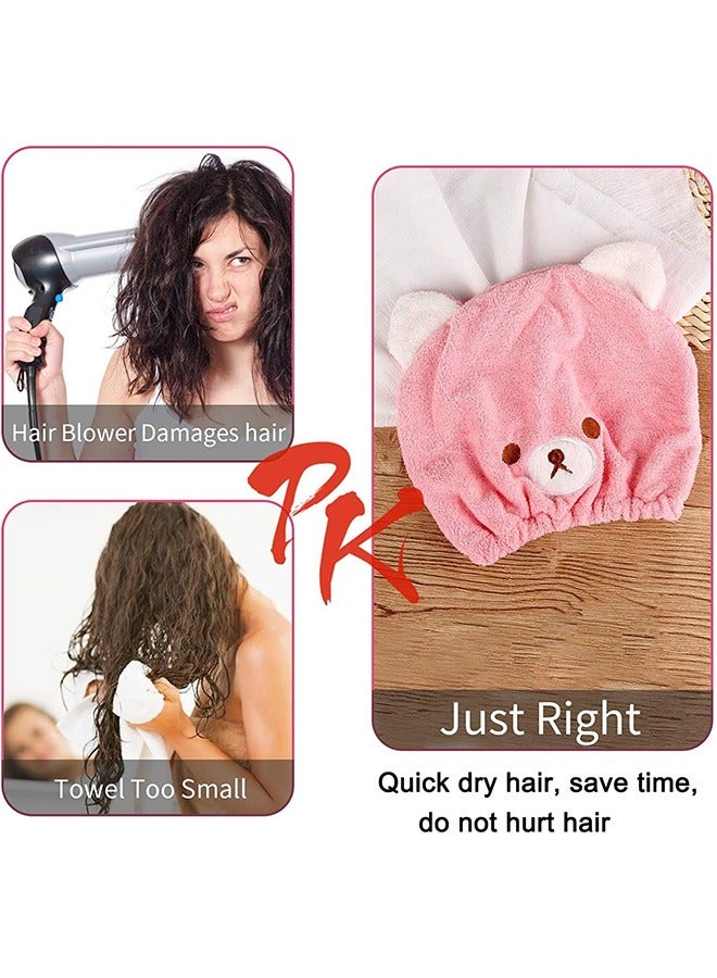 3 قطع مناشف تجفيف الشعر، ناعم ممتص للأطفال أغطية الشعر الجافة، نموذج الدب الأطفال أغلفة مناشف الشعر، أغلفة مناشف الرأس للأطفال (وردي أزرق رمادي) - Image 5