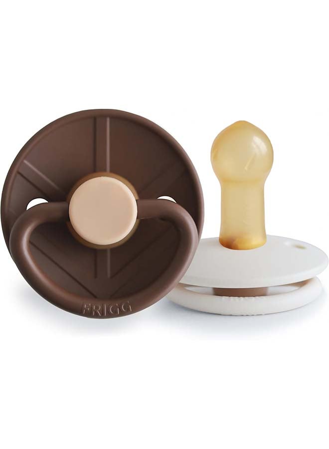 FRIGG Little Viking Silicone Baby Pacifier 0-6M 2-Pack Cocoa/Cream - Size 1