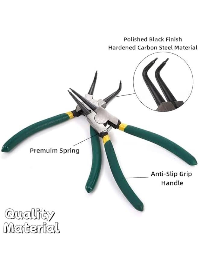 Arabest 4 Pieces Snap Ring Pliers Set, 7 Inch Heavy Duty Internal External Circlip Pliers Kit with Storage Case, Straight Bent Jaw Lock Pliers for Ring Remover Retaining  - Image 3