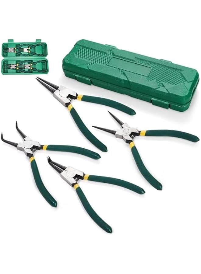 Arabest 4 Pieces Snap Ring Pliers Set, 7 Inch Heavy Duty Internal External Circlip Pliers Kit with Storage Case, Straight Bent Jaw Lock Pliers for Ring Remover Retaining  - Image 1