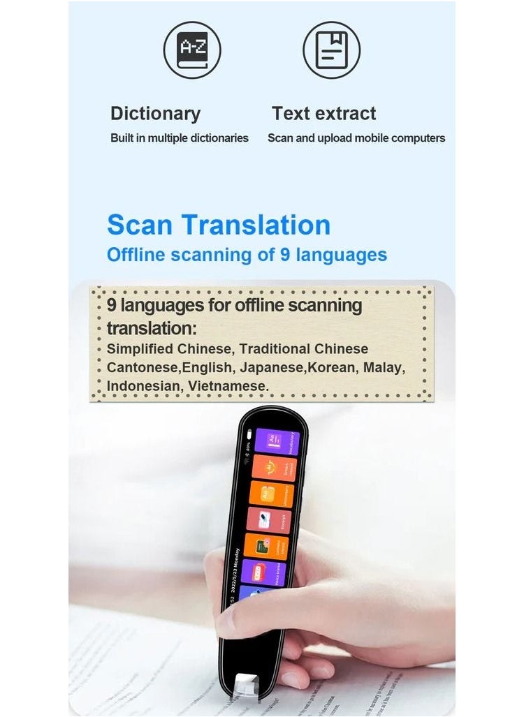 FIPKA - MD043 PLUS Scan Translation Pen Language Translator Device, Support 112 Languages OCR Digital Reader Pen, Reading Pen for Dyslexia, Voice Translator Device, Text & Phonetic Multilingual Translation - Image 1
