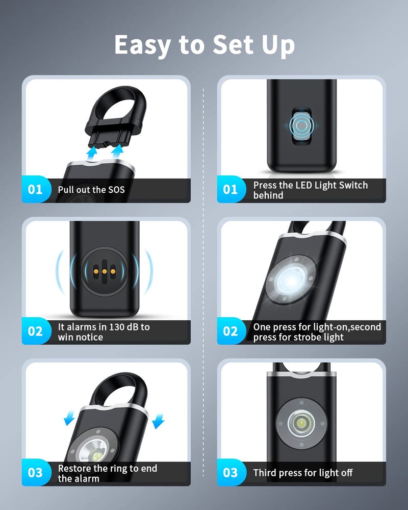 ELECPOW Personal Safety Alarm for Women, Rechargble Keychain Safety Alarm, Personal Protection Weapon for Women,Brightness Strobe Light and Loud Siren for Elders & Womens & Kids Emergency Call - Image 4