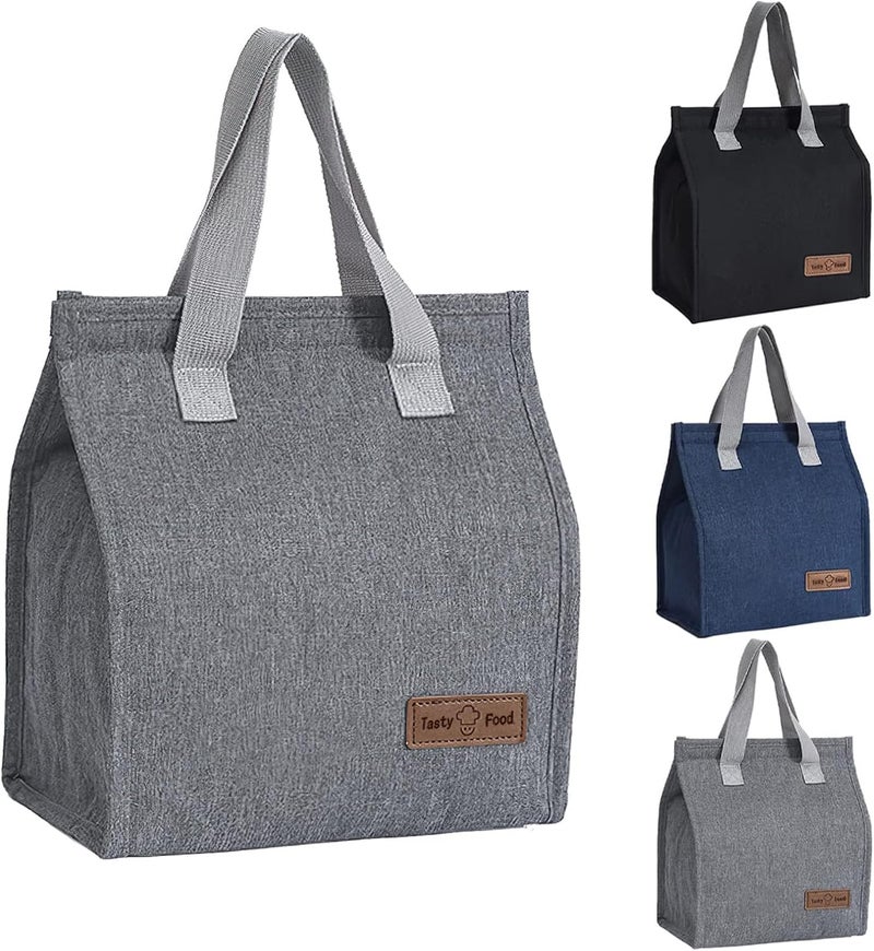 Lunch Bags for Women Men, Reusable Leakproof Kids Lunch Bag, Insulated Cool Bags for Kids, Insulated Cool Lunch Tote, Thermal Cooler Bags for Office, Work, School, Picnic or Travel (Grey) - Image 1