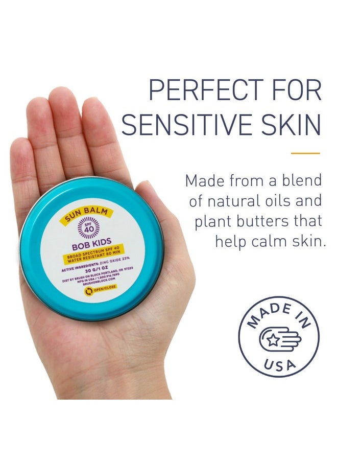 Brush On Block - Bob Kids Balm Spf 40 Broad Spectrum Mineral Sun Protection Hydrating Perfect For Winter And Water Sports Safe For Sensitive Skin For All Ages - Image 1