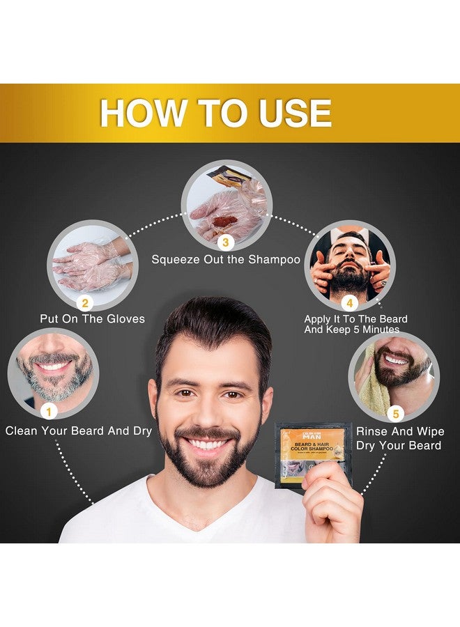 Black Beard Dye For Men Coloring Black Hair Beard Instant Mustache Darkening Sideburns Beard Color Shampoo Enhance Beard Facial Hair Grooming Beard (10Pack) (Black)