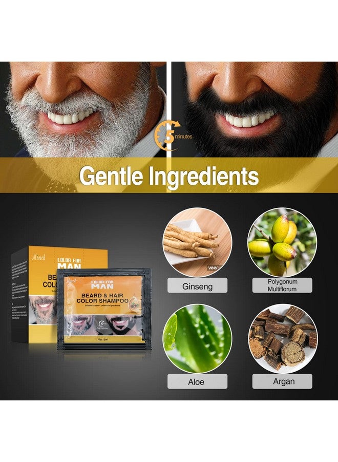 Black Beard Dye For Men Coloring Black Hair Beard Instant Mustache Darkening Sideburns Beard Color Shampoo Enhance Beard Facial Hair Grooming Beard (10Pack) (Black)