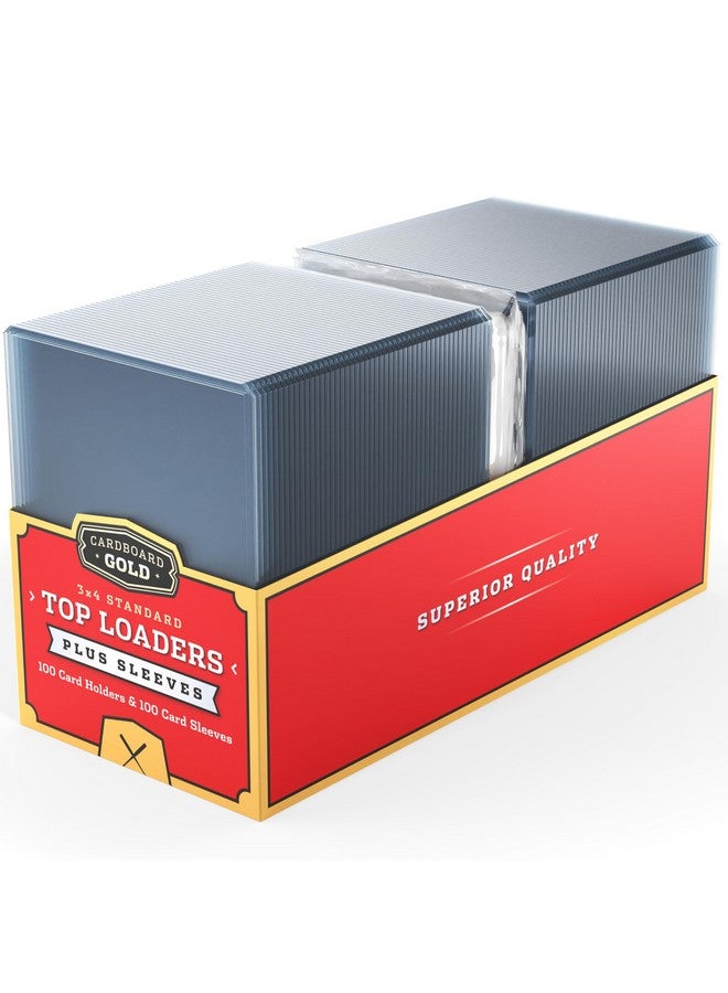 Cardboard Gold - 35Pt Top Loaders For Cards With Bonus Soft Sleeves - 100 Count - Premium 3X4 Inch Trading Card Toploaders - Protect Your Baseball And Sports Cards With These Hard Plastic Protectors - Image 1