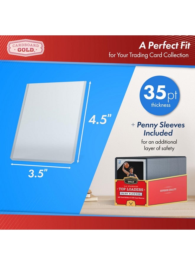Cardboard Gold - 35Pt Top Loaders For Cards With Bonus Soft Sleeves - 100 Count - Premium 3X4 Inch Trading Card Toploaders - Protect Your Baseball And Sports Cards With These Hard Plastic Protectors - Image 2