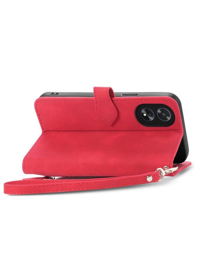 اس-توب جراب هاتف OPPO A38 من الجلد بسحاب منقوش عليه زهور - Image 5