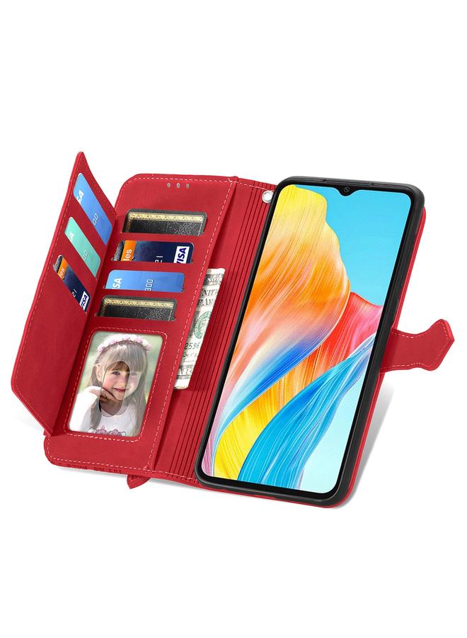 اس-توب جراب هاتف OPPO A38 من الجلد بسحاب منقوش عليه زهور - Image 4