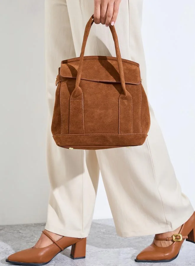 ستايلي Brown Microsuede Handbag