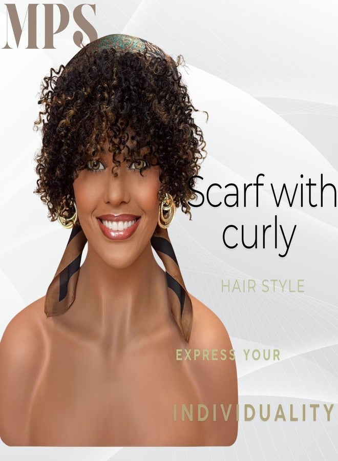MPS Kinky Curly Wig with Bangs Blonde Highlight Wigs 3C-4A Coily Afro Curl Human hair Wig Short Human Hair for Black Women Ready to Wear - Image 3