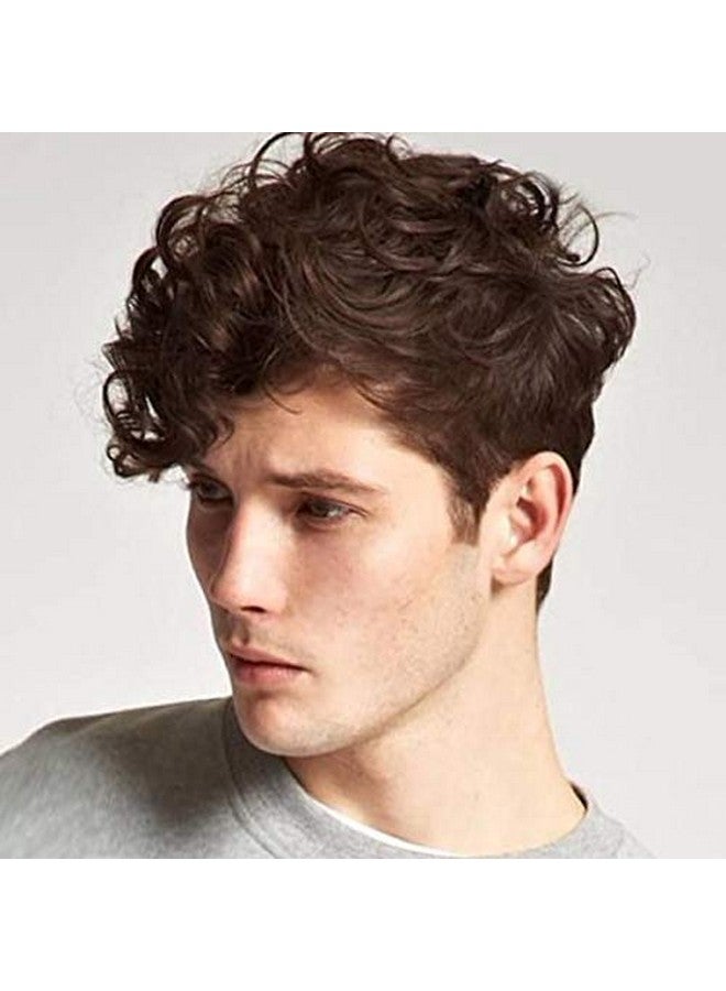 Kaneles Mens Brown Wig Short Curly Fluffy Synthetic Halloween Cosplay Hair Wig For Male Guy - Image 2