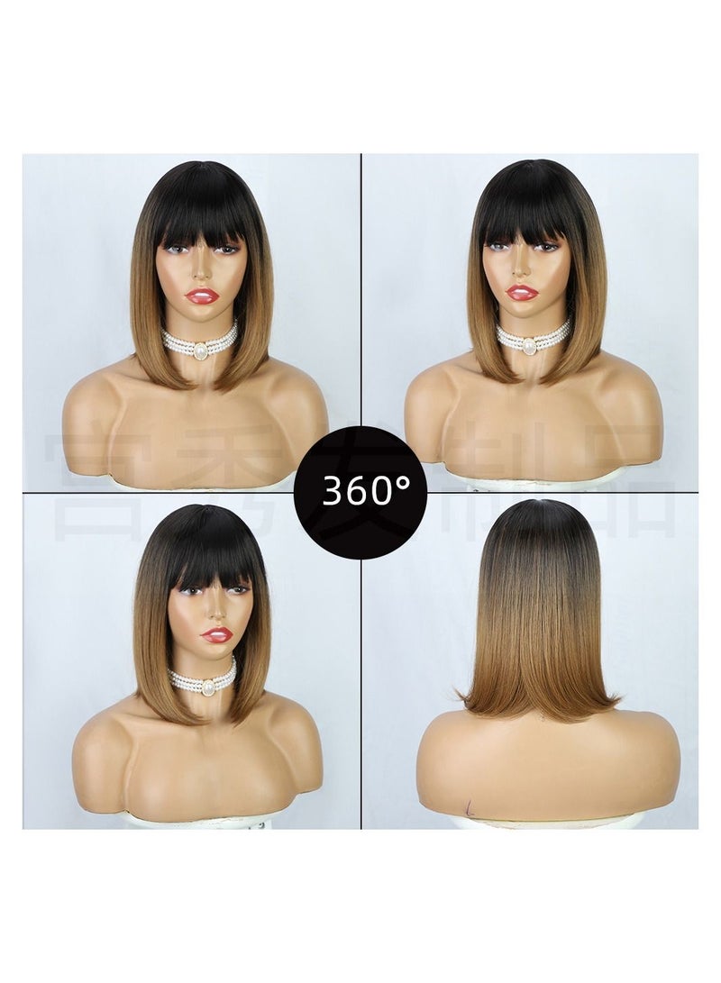 Estelle Estelle Wigs European and American ladies Qi Liu Hai Bobo wig headgear foreign trade chemical fiber cloth headgear short straight hair wig Color No R427 - Image 4