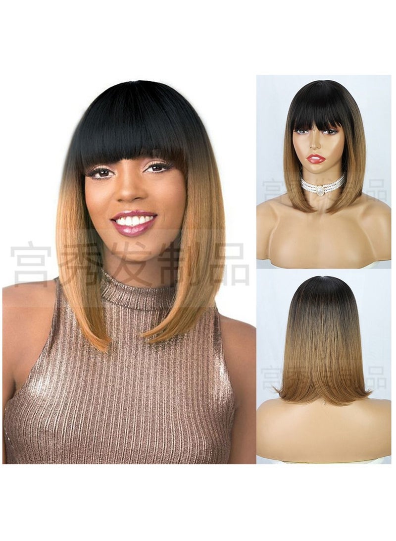 Estelle Estelle Wigs European and American ladies Qi Liu Hai Bobo wig headgear foreign trade chemical fiber cloth headgear short straight hair wig Color No R427 - Image 1